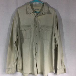 Faded Glory 3XL long sleeve button front shirt tan cream color